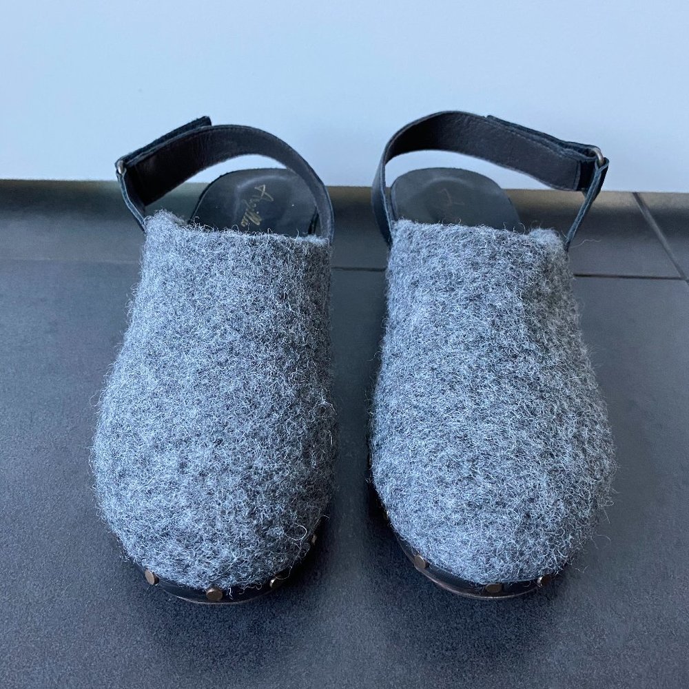 Argilla Women's Shoes Clogs Wool Grey Open Heel - Picture 2 of 12
